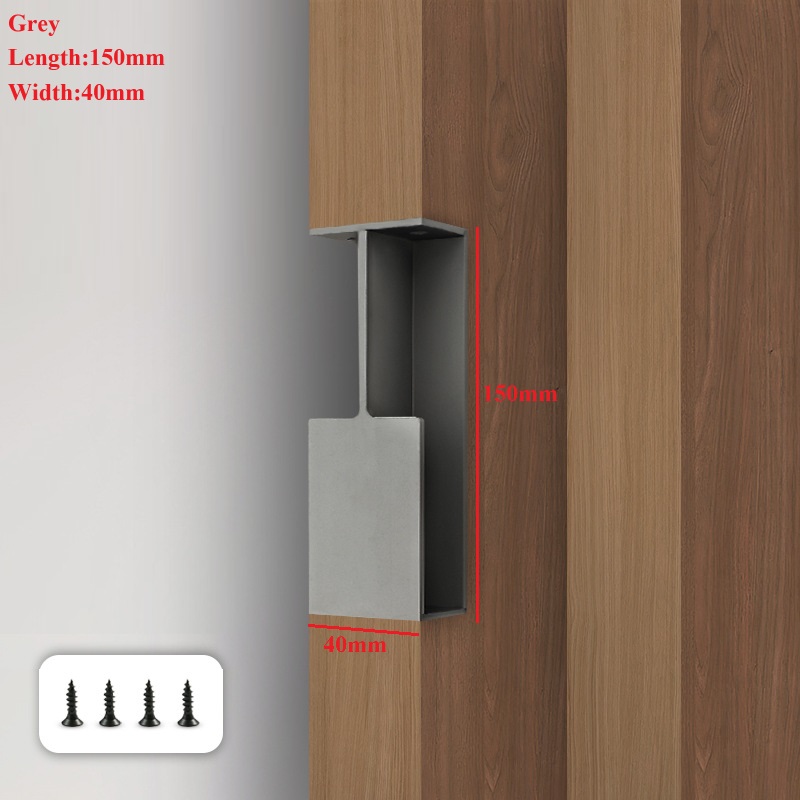 1Pc Aluminum Sliding Pocket Door Finger Pull Handle Black Grey Built-in Mount: Beige