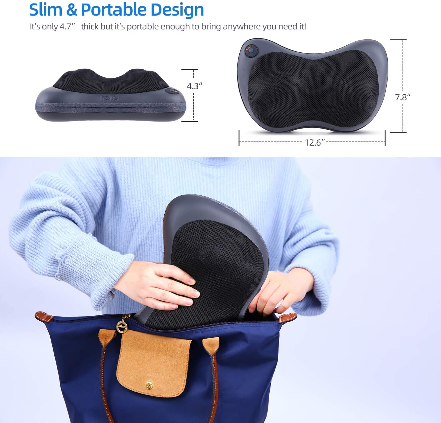 Rug En Nek Massager-Kneden Massage Kussen Met Warmte Voor Schouders, Onderrug, kalf-Gebruik Thuis En Auto, Zwart