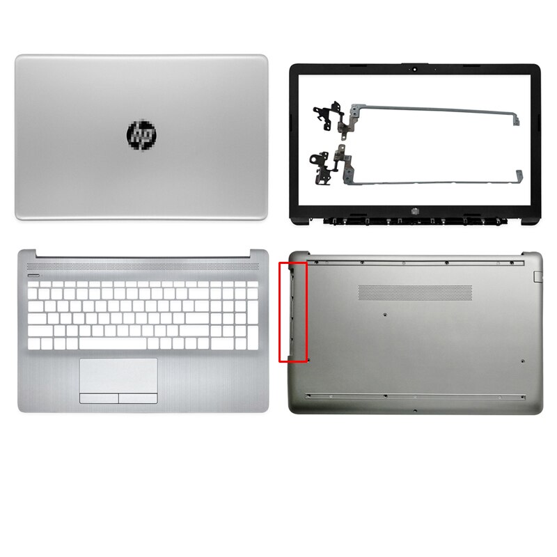 Nowy LCD do laptopa tylna pokrywa/pokrywa przednia/zawiasy/podparcie dłoni/dolna obudowa do HP 15-DA 15-DB 250 G7 255 G7 Top Case srebrny L20434-001