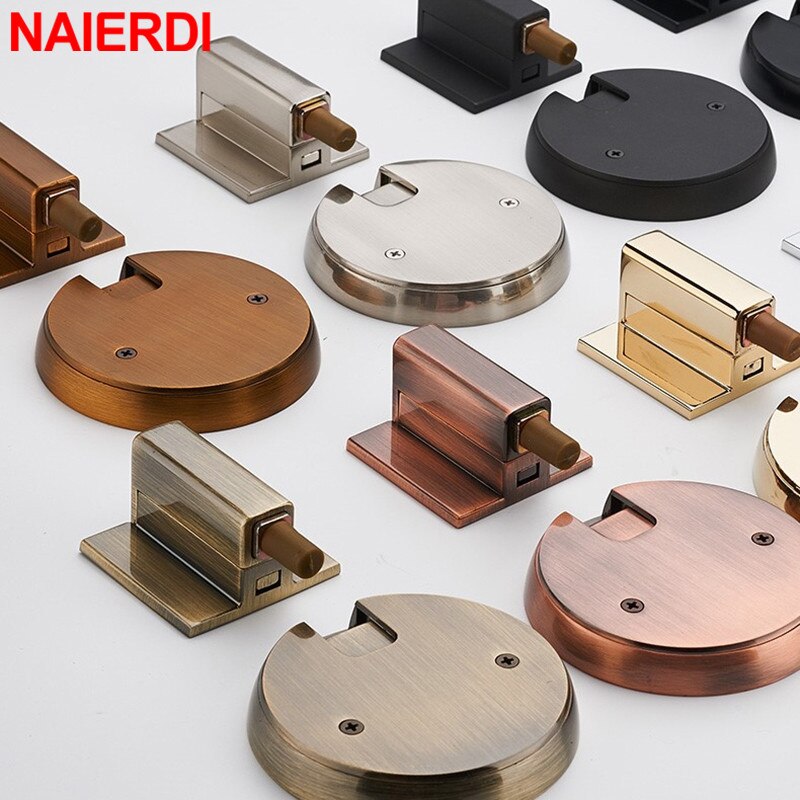 NAIERDI Windproof Mechanical Self-Locking Door Stopper With Adjustable Height Hidden Mounting Heavy Duty Door Stop Hardware