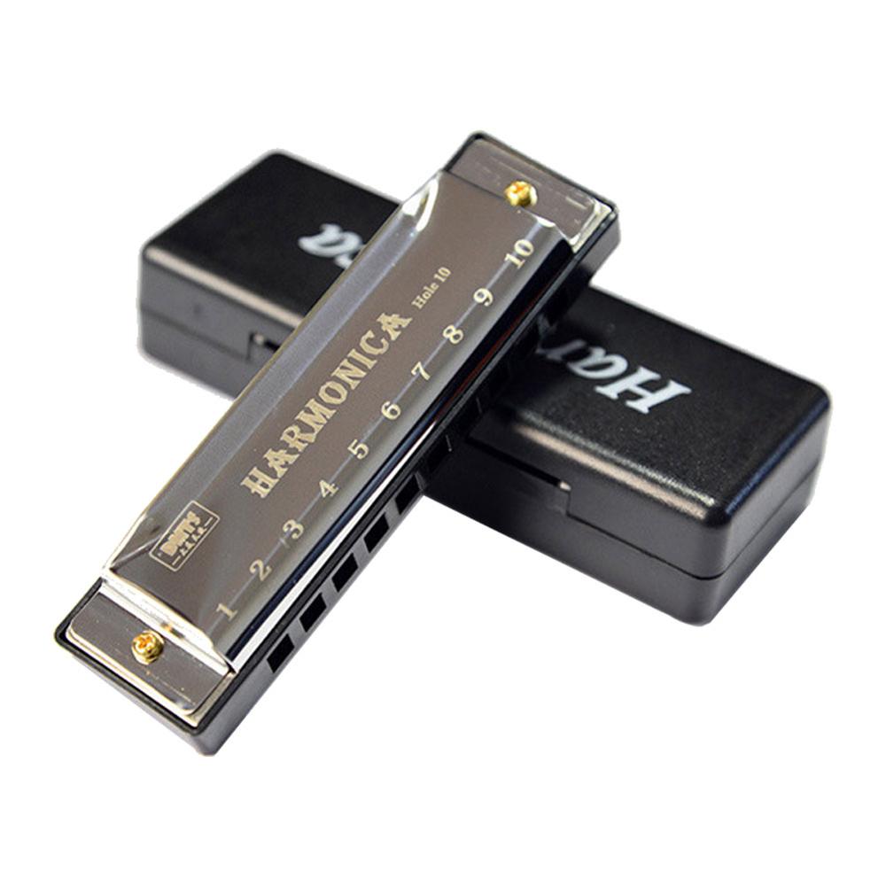 10 Gaten Sleutel Van C Blues Harmonica Muziekinstrument Educatief Speelgoed Met Case: Zilver