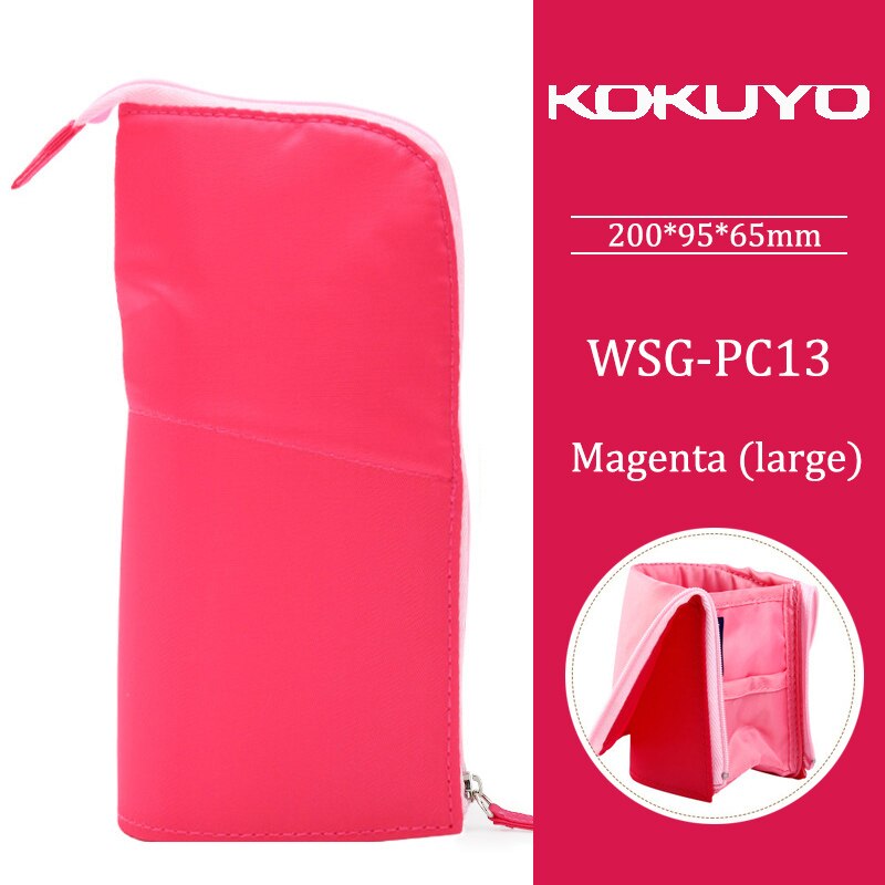 KOKUYO Multifunctional Pencil Bag Large Capacity Deformable Stationery Bag Storage Can Be Vertical Pen Holder: L Magenta