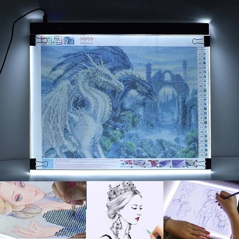 Tablette graphique numérique A3/A4/A5, USB, variable, pour dessin et copie, avec pochoir d'art fin pour artiste