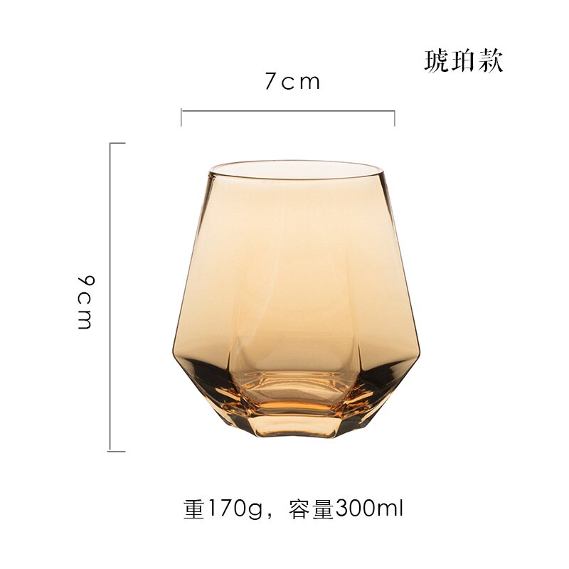 Geometrisk sekskantet glass phnom penh sølvkant husholdning gjennomsiktig drikke kopp te whisky: Oransje