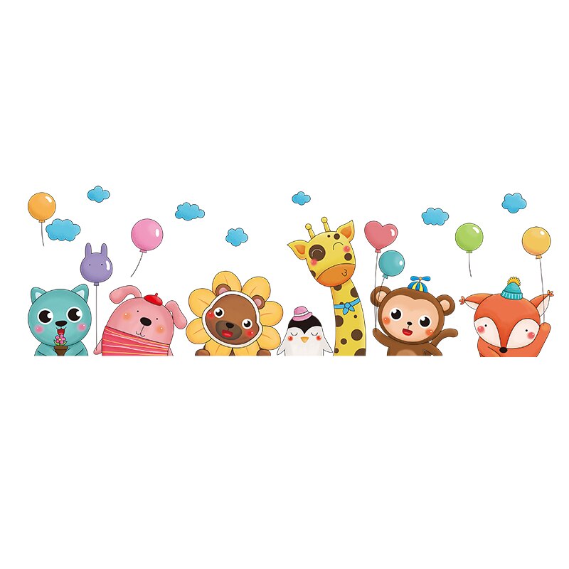 [Shijuekongjian] Cartoon Dieren Ballonnen Muurstickers Diy Wolken Maan Muurstickers Voor Kinderen Slaapkamer Babykamer Huis Decoratie