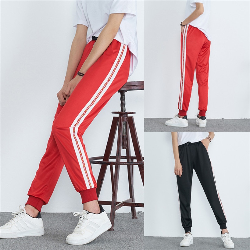 Sports Running Pants Striped Print Women Training Pants Mid-Waist Fitness Sports Pants Women Pantalon Deportivo Mujer 0907