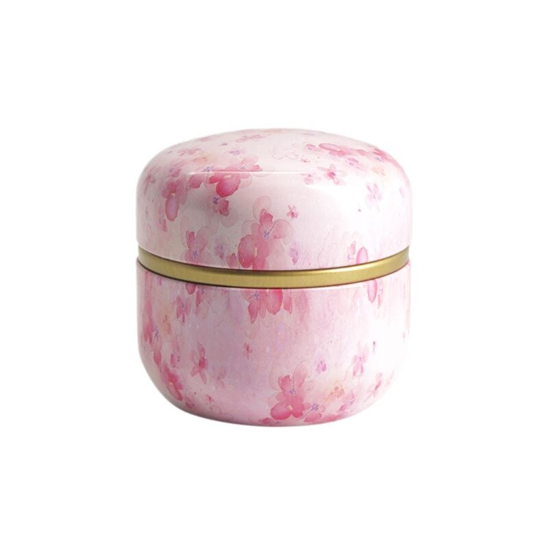 Blomst mini boks løs te kaffe godteri oppbevaringsboks rundt metalletui bryllup favoriserer beholder japansk stil: Modell-c