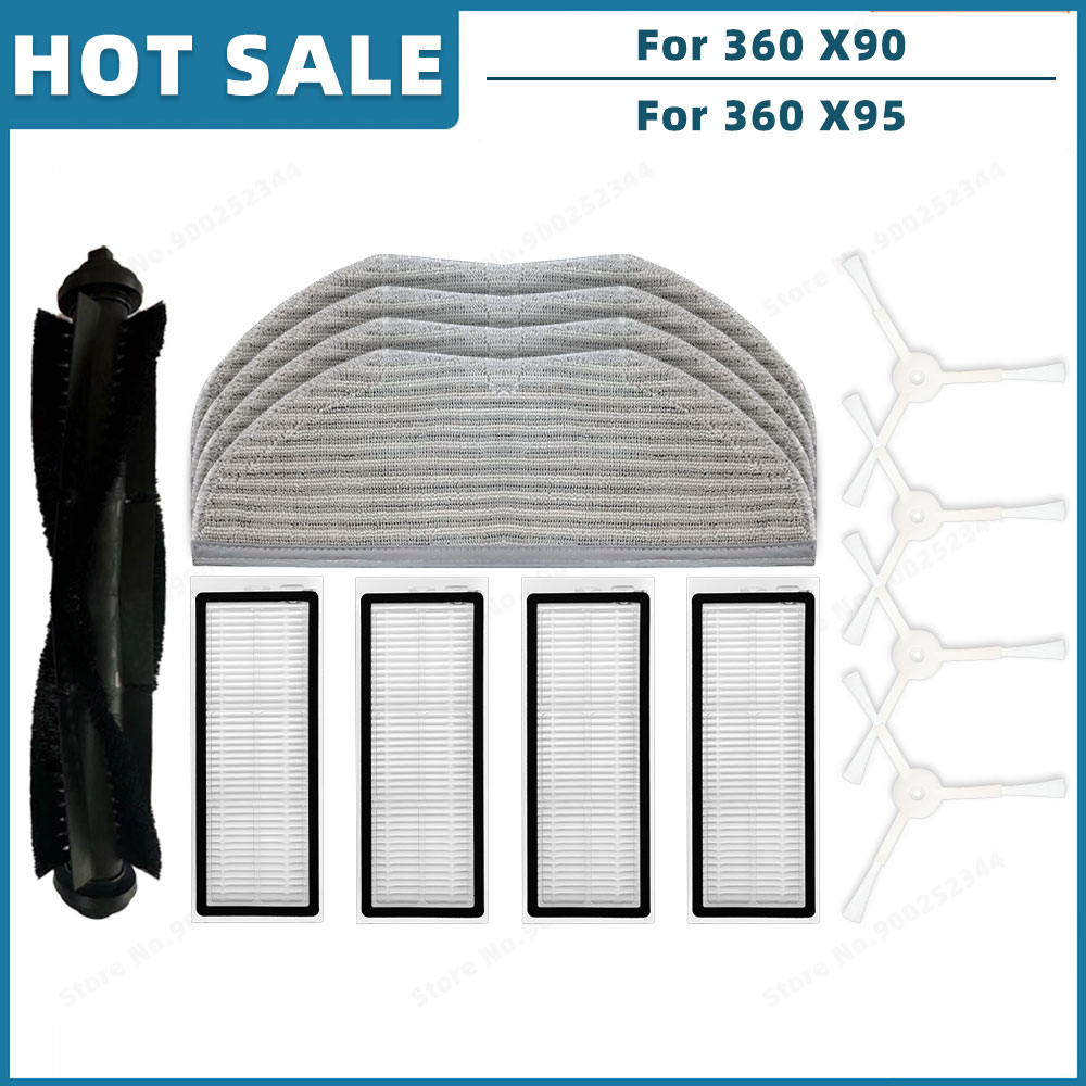 Compatibel Voor 360 X90, S6 Pro, S9 Robotstofzuiger Vervangende Onderdelen Accessoires Hoofdborstel Hepa Filter Dweildoek: Licht Groen