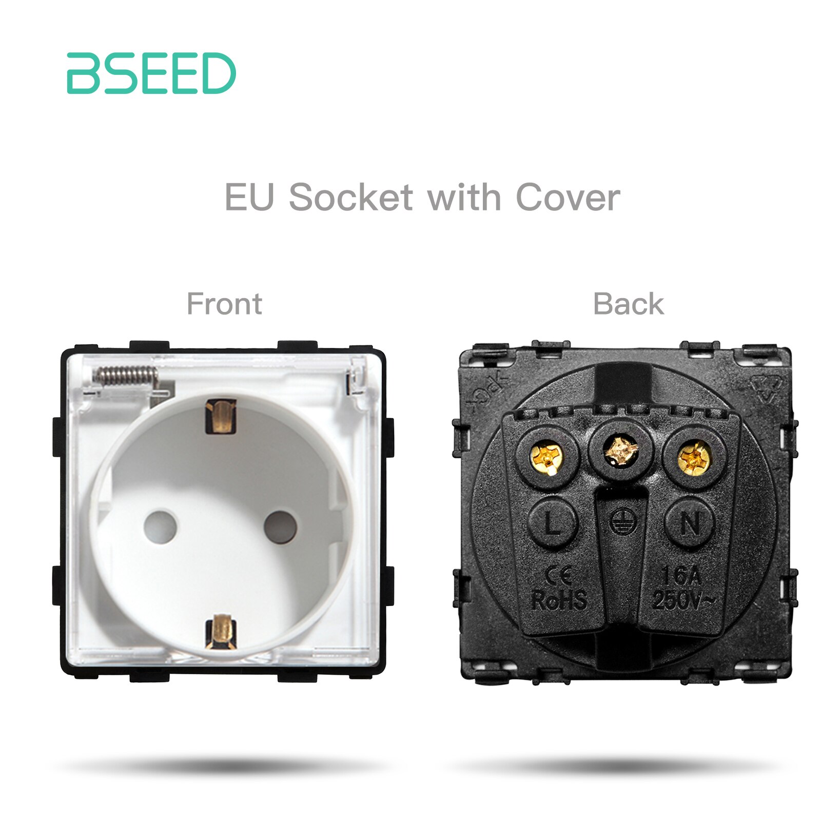 BSEED Wall Light Switches Parts White Glass Frames USB Sockets Function Module DIY EU CAT5 TV Sockets Power ST TEL Outlet Parts: Cover Socket Part