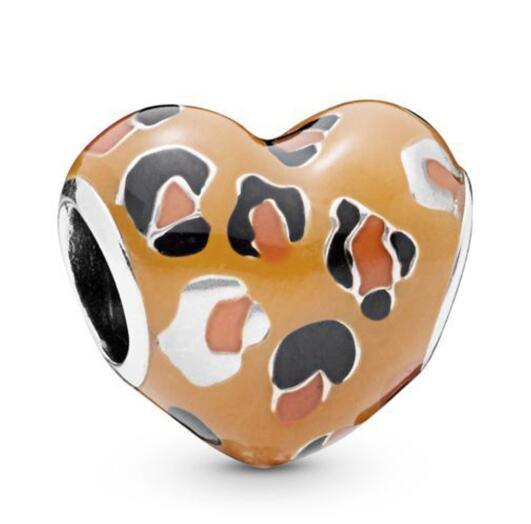 Echt 925 Sterling Zilver Spotted Heart Charm Met Crystal Hanger Kralen Passen Pan Armband Diy Sieraden