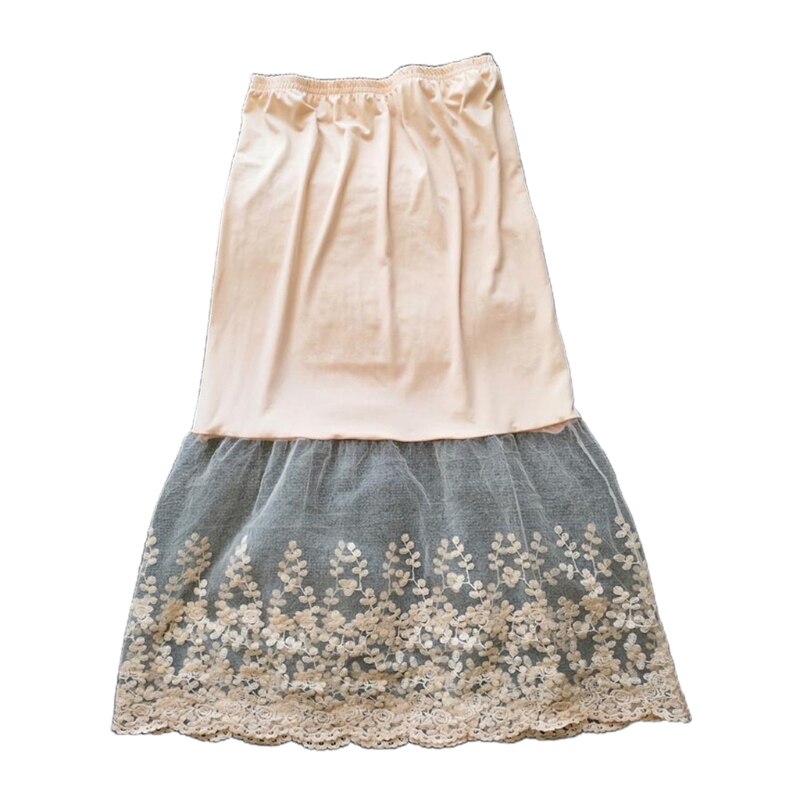Lace Half Slip Skirts Extender Elastic Waist A-line Hollow Petticoat Underskirt