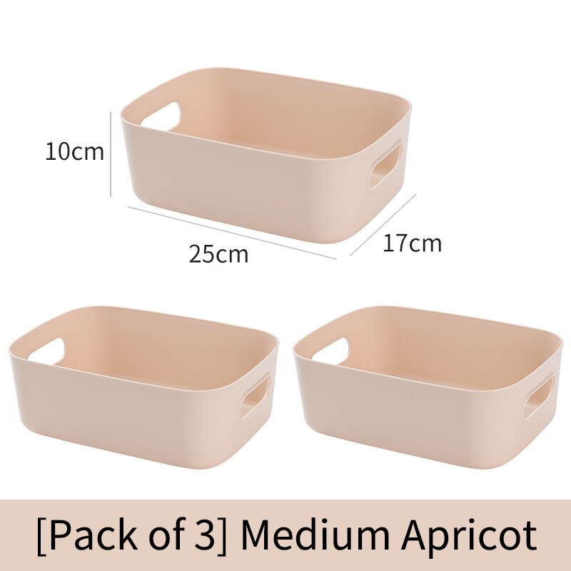 Cesta de almacenamiento de artículos diversos para estudiantes, cajas de almacenamiento para escritorio, snack, caja de almacenamiento de cosméticos de plástico, caja para ordenar la cocina del hogar: Apricot in