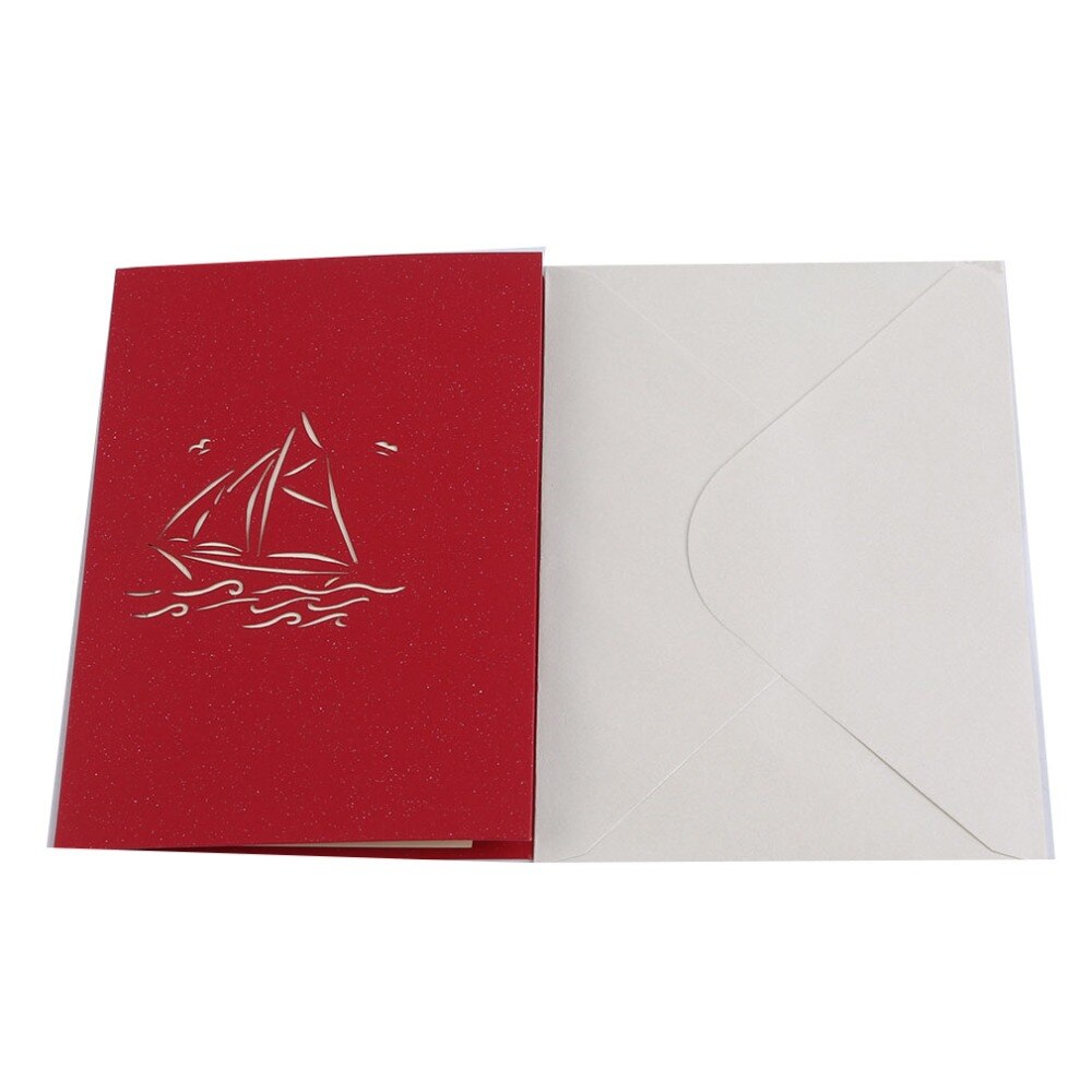 Glat sejlads 3d pop op-kort postkort med kuvert klistermærker bryllupsinvitation lykønskningskort jubilæumskort wenskaart