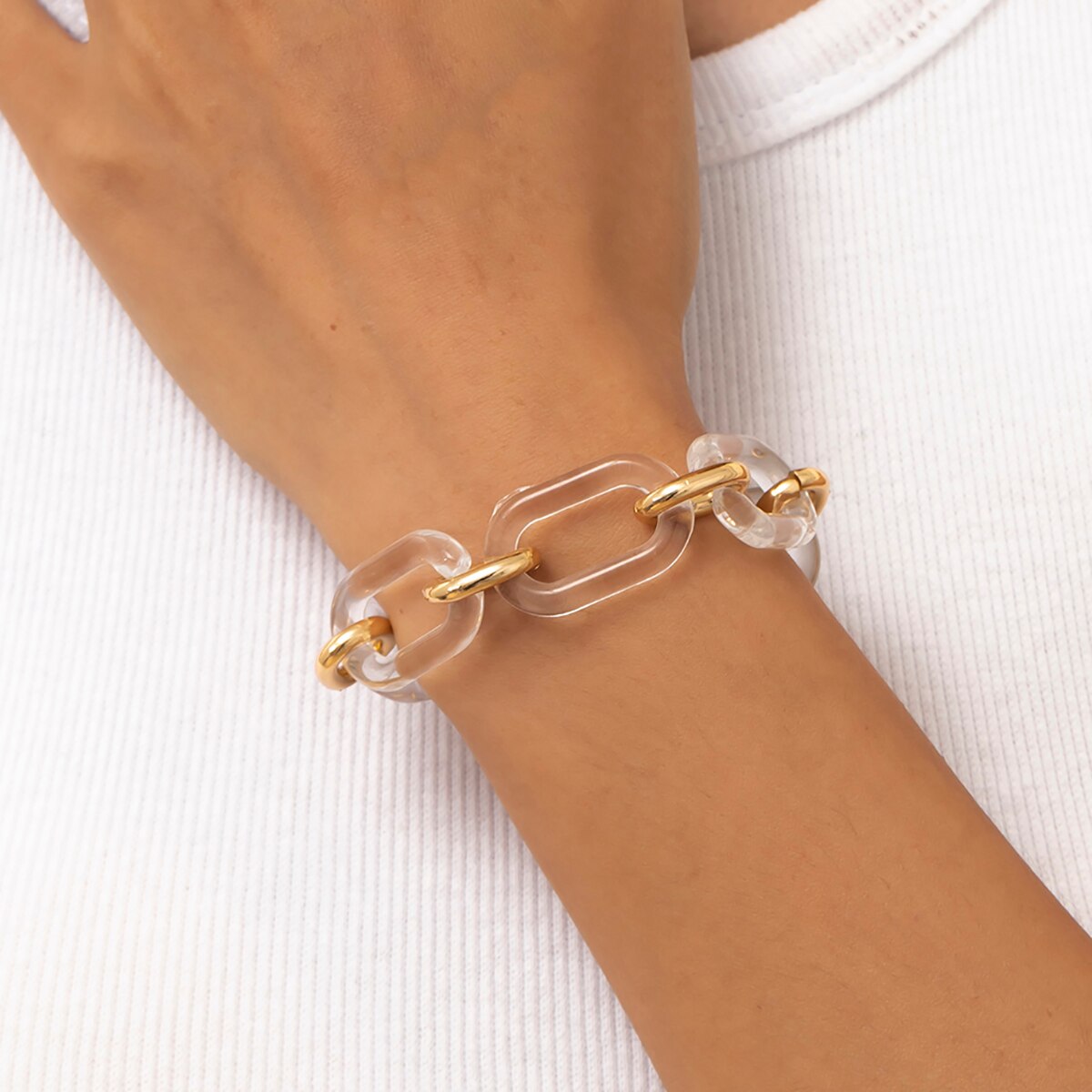 Shixin Transparant Acryl Dikke Ketting Armband Voor Vrouwen/Meisje Trendy Charms Chunky Hand Chain Sieraden Armbanden Femme