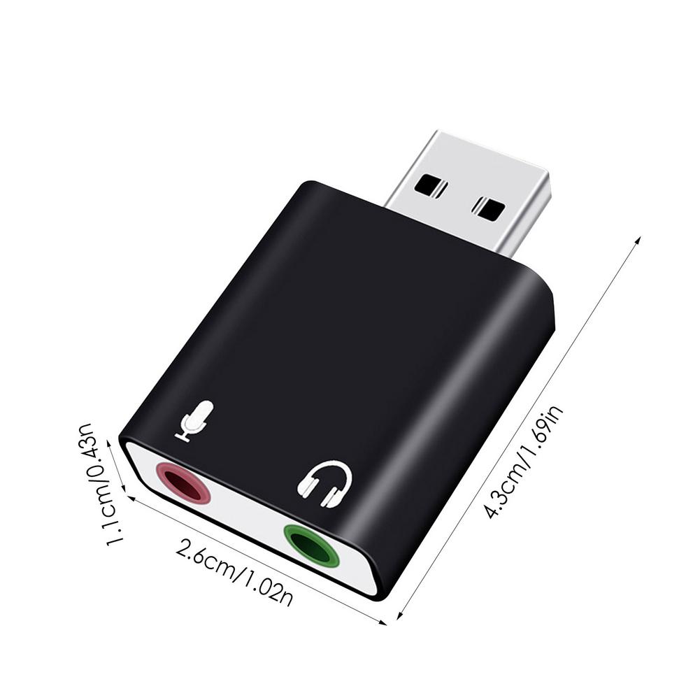 HS-100B Sound Card Chip USB7.1 Channel Analog Sound Card Aluminum Alloy Computer Hardware Various Connectors Channel Sound Card