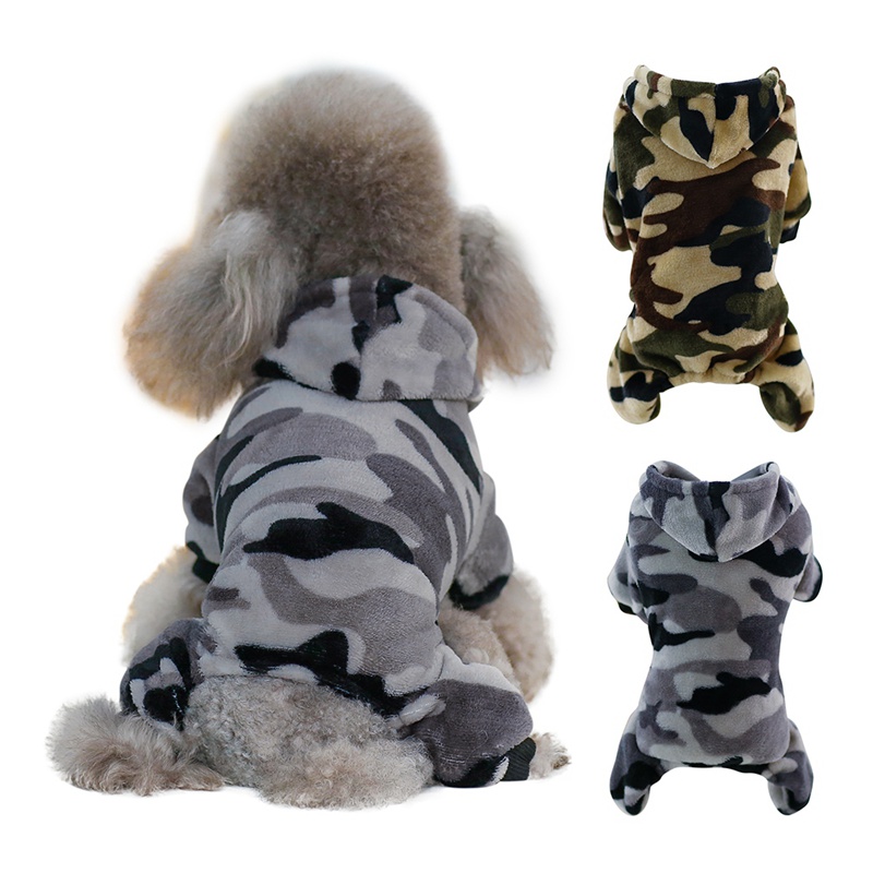 Warm Puppy Hood Jas Hond Camouflage fleece Kleding Viervoetige Bovenkleding Jas Voor Honden Kostuums Huisdier Kleding