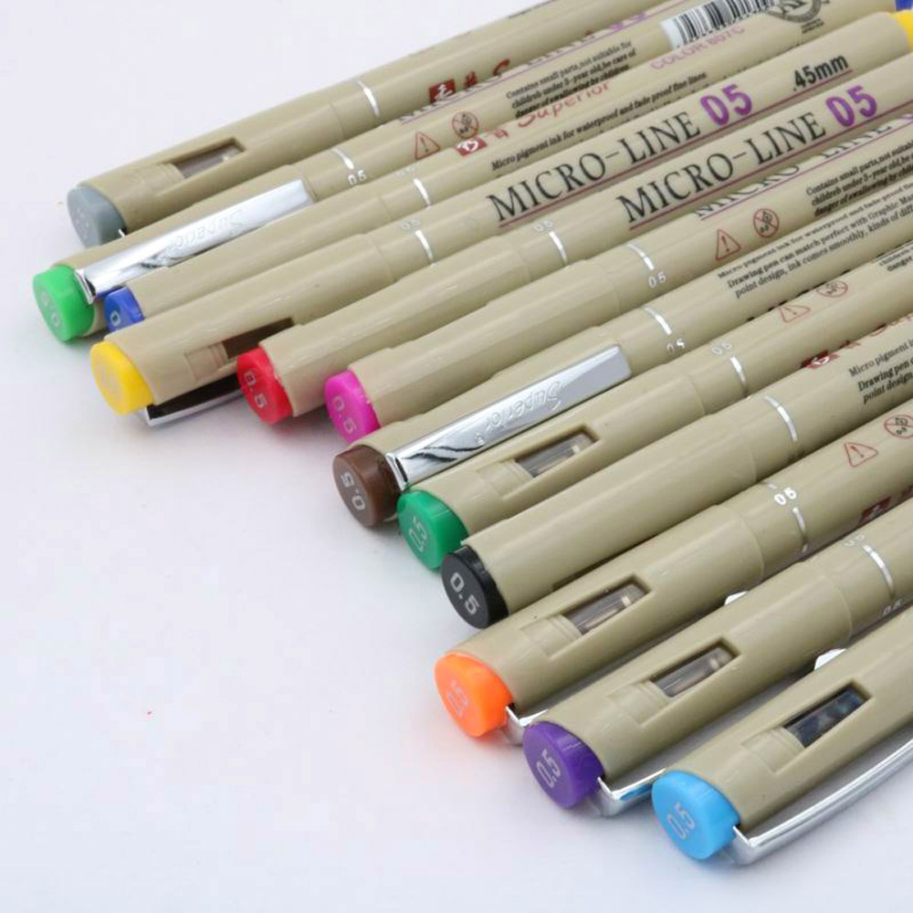 Bolígrafos de punta porosa para dibujar, rotuladores de punta fina de 0,5mm con de Micron, suministros de dibujo de Neelde, 12 colores