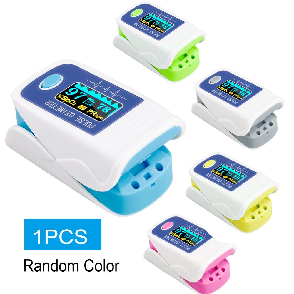 Puls oximeter monitor finger puls oxymeter digital iltmåler klip type spo 2 pr sensor oled display puls oximetre: Tilfældig farve a