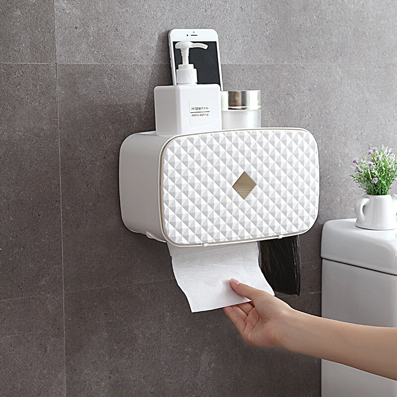 Hullet toiletpapirboks multifunktionel toilet toiletpapirboks vægbøjler toiletpapir opbevaringshylde kort tromlepapir