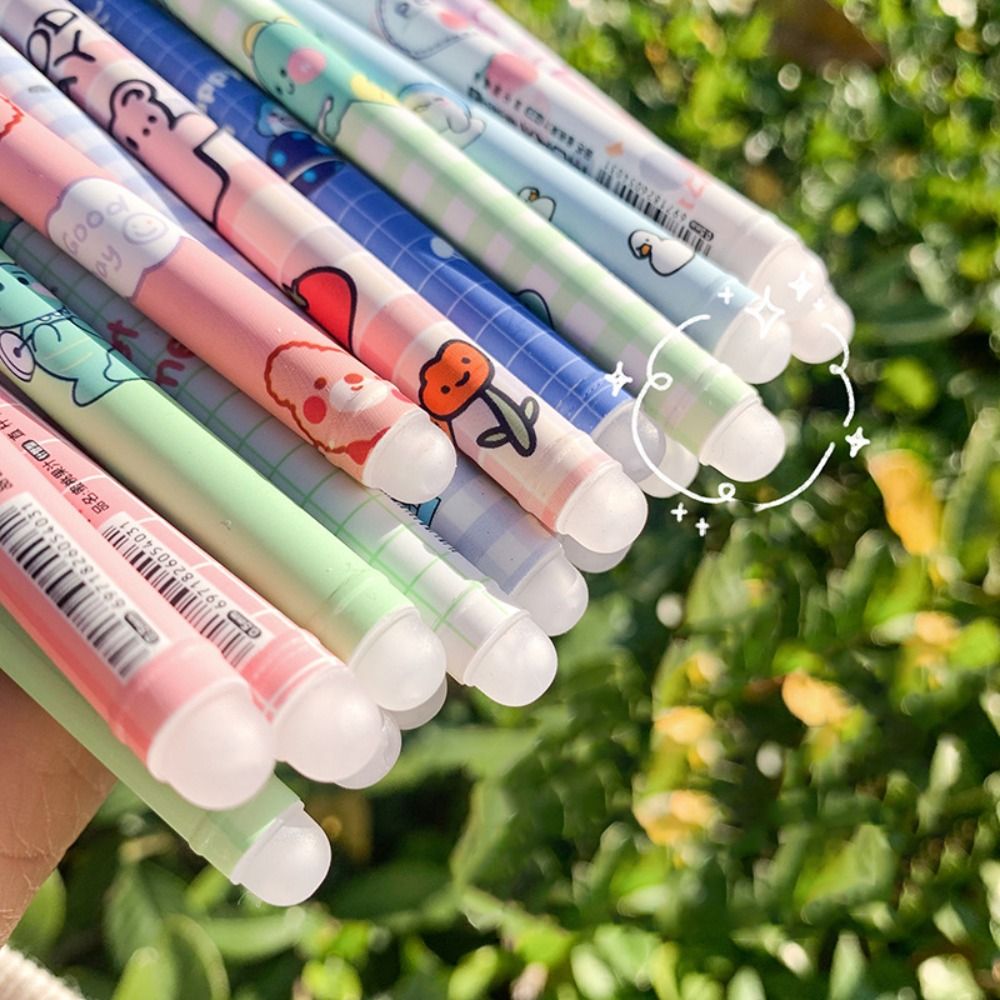 12PCS/Box 0.5mm Blue Ink Ballpoint Pen Bear Peach Astronaut Quick Drying Erasable Pen Gel Pens School Office Supplies