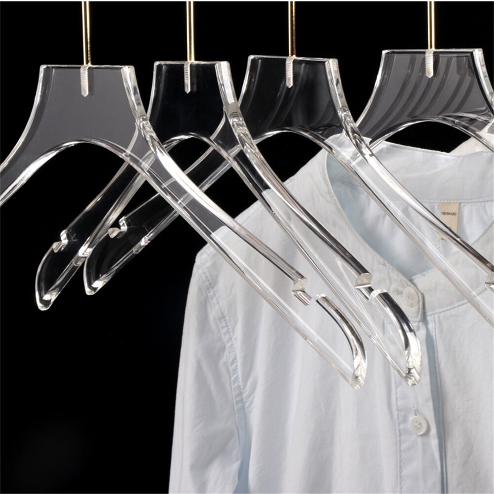 Acrylic Transparent Hanger Clothing Display Rack Store Adult Hanger Pants Rack Clip Crystal Seamless Suit Coat Clothing Hanger