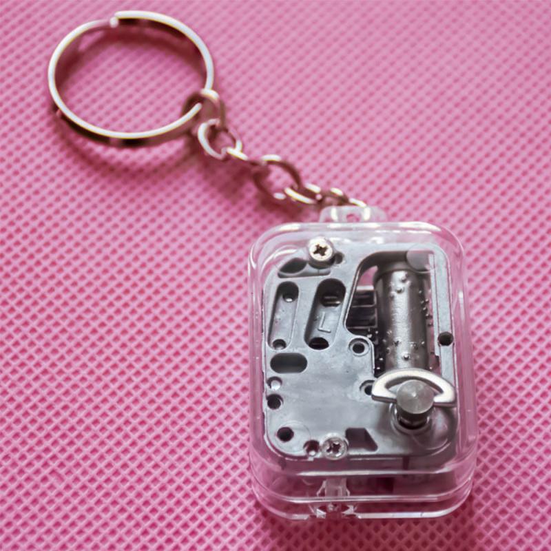 1PC Mini Music Box KeyChain Multi-function Square Collectible Acrylic Music Box Crafts Movement Birthday