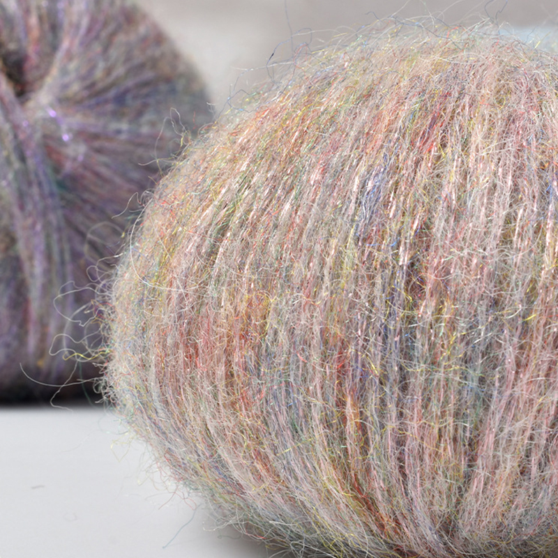 Rouleau de fil Mohair à paillettes au Crochet, 25g/rouleau, fil de laine doux et pour bébé, bricolage, tricot à la main, pull, châle, chapeau, fil de dentelle, fournitures de couture