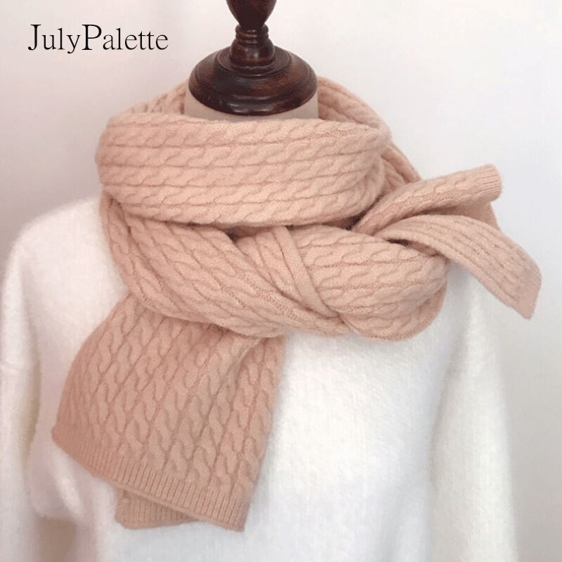 Julypalette Solid Twist Sjaal Vrouwen Herfst Winter Kasjmier Warme Gebreide Sjaals Lange Vrouwelijke Sjaals Pashmina Sjaal 10 Kleuren: Light pink