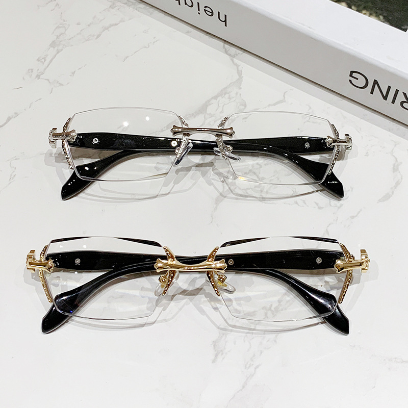 Frameless Photochromic Myopia Glasses Premium Metal Eyeglass Frame Fashionable Trimmed Delicate Anti Blue Light Glasses