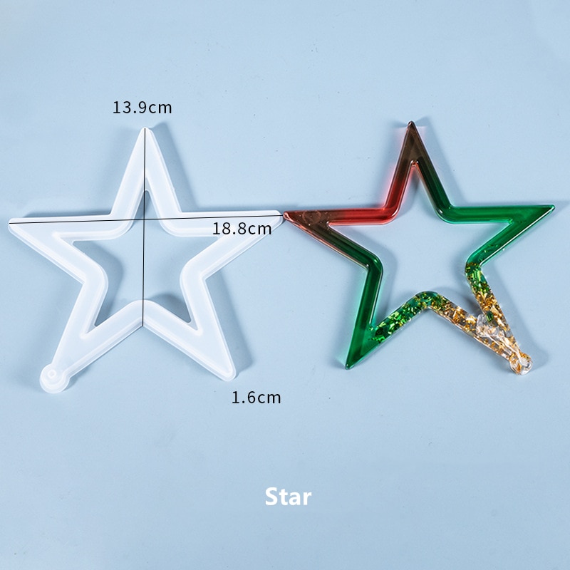 Christmas DIY Crystal Resin Silicone Mold Christmas Tree Bell Moon Mold Resin Craft Making Christmas Tree Decoration: star