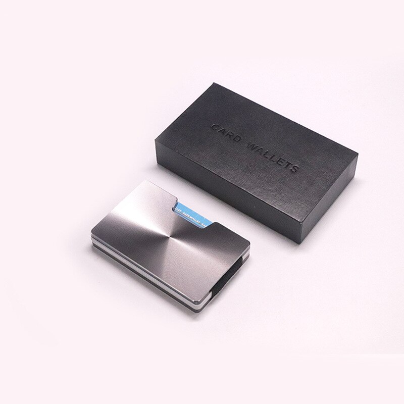 RFID métal Mini argent Simple mince métal porte-carte de crédit avec RFID Anti-chef voyage Mini portefeuille homme pour rfid portefeuille