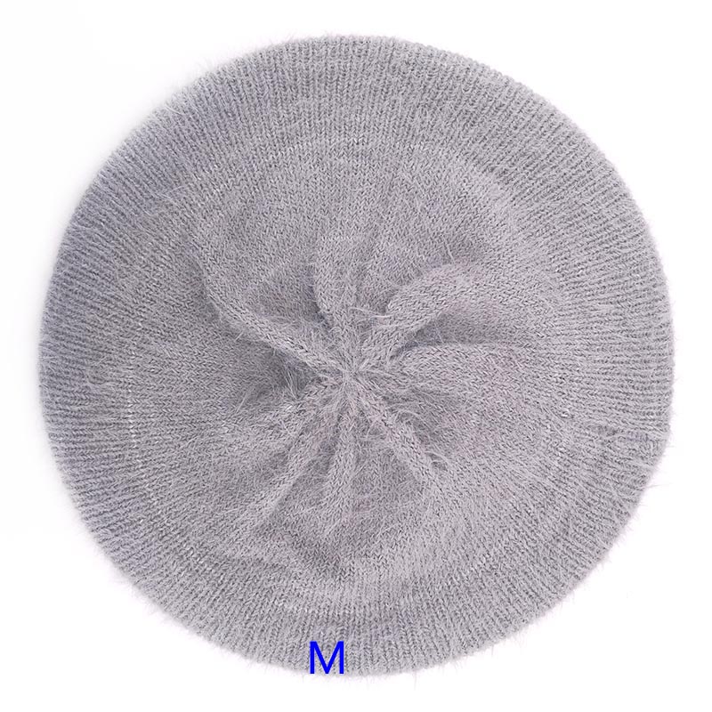 Gzhilovingl talvi pehmeä mohair neulottu baretti pipot naisten hatut roikkuvat slouchy skullies pipo naisille femme: Vaalean harmaa
