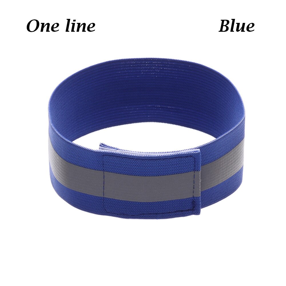 1 PC Fahrrad Reflektierende Streifen Warnung Armband Bike Reflektor Sicherheit Armbinde Laufen Radfahren Bind Hosen Hand Bein Reflektierende Band: one line - blue