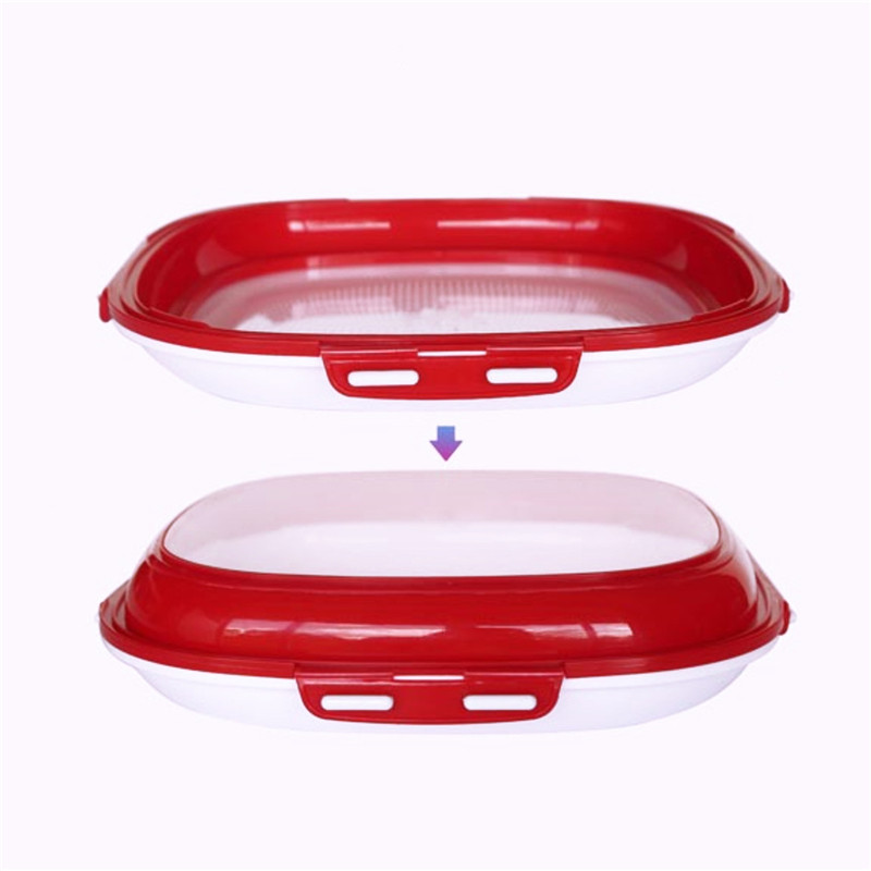 Double-sided Buckle Food Preservation Storage Tray Stackable Kitchen Preservation Container Refrigerator Preservation Tray: Red Square