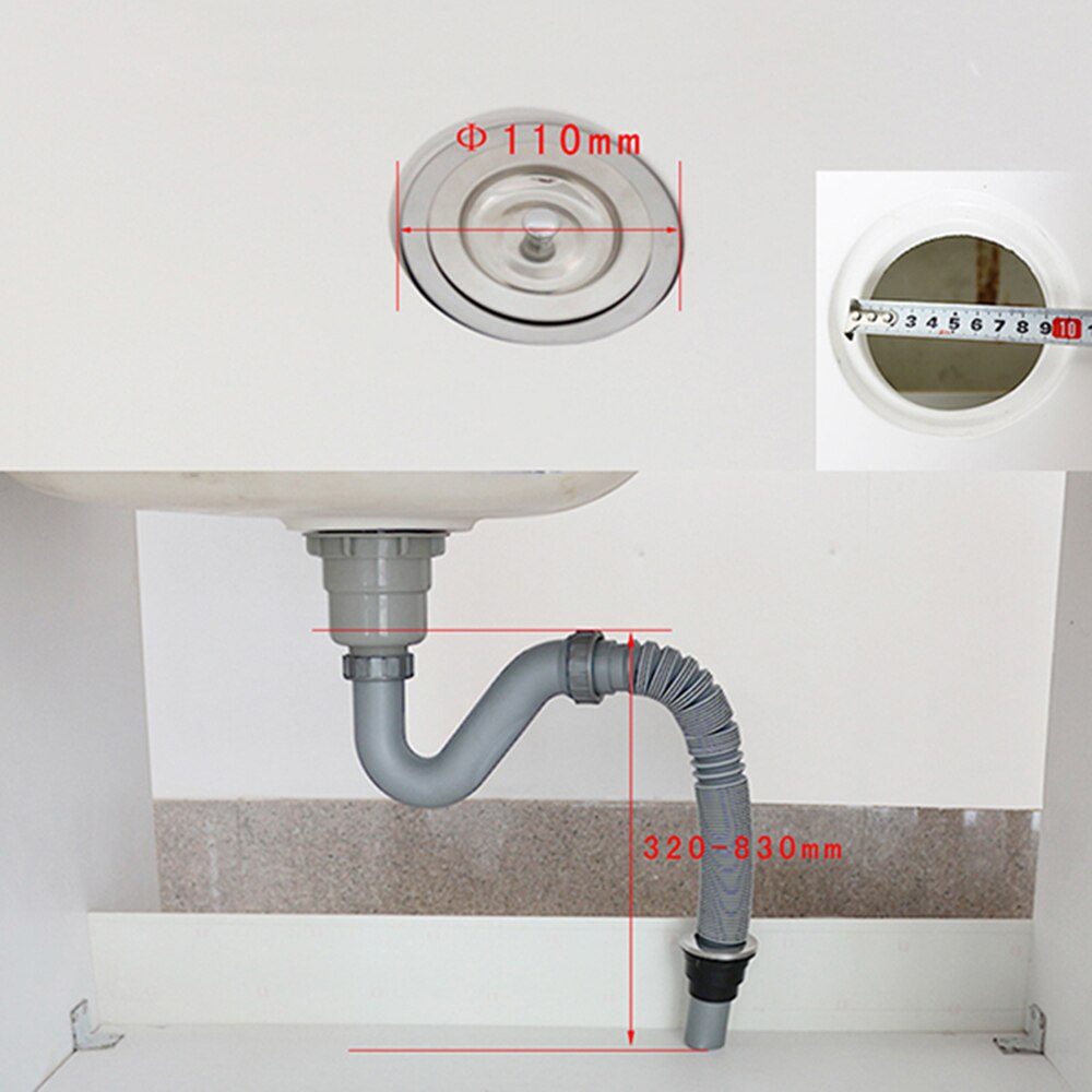 Talea 110mm Laundry basin drain waste pipe kit shower room grey basin filter with hose finished drainage system Z6041C001