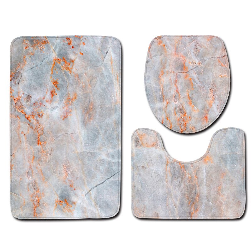 3Pcs Badkamer Tapijt Badmat Set Marmer Gedrukt Floor Mat Flanel Wc Tapijten Antislip Keuken Badkamer Tapijt wc Mat Tapete: Style 8 / S  45x75cm