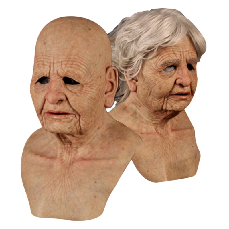 Halloween Party Headgear Old Woman Full Mask Halloween Headgear Silicone Elastic Headgear Masquerade Party