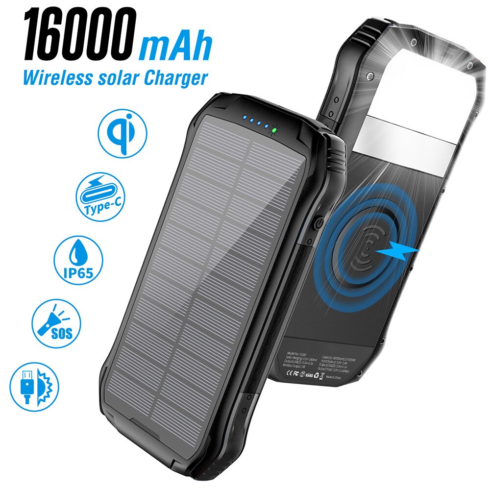 10000mAh Solar Power Bank 16000mAh 26800mAh Qi Drahtlose Ladegerät Für iPhone Samsung Power Externe Batterie Tragbare Poverbank