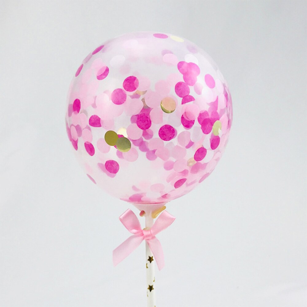 1PC 5 Inch Balloon Cake Topper Set Birthday Party Decoration Cake Toppers Baby Shower Wedding Decor Supplies: Pink