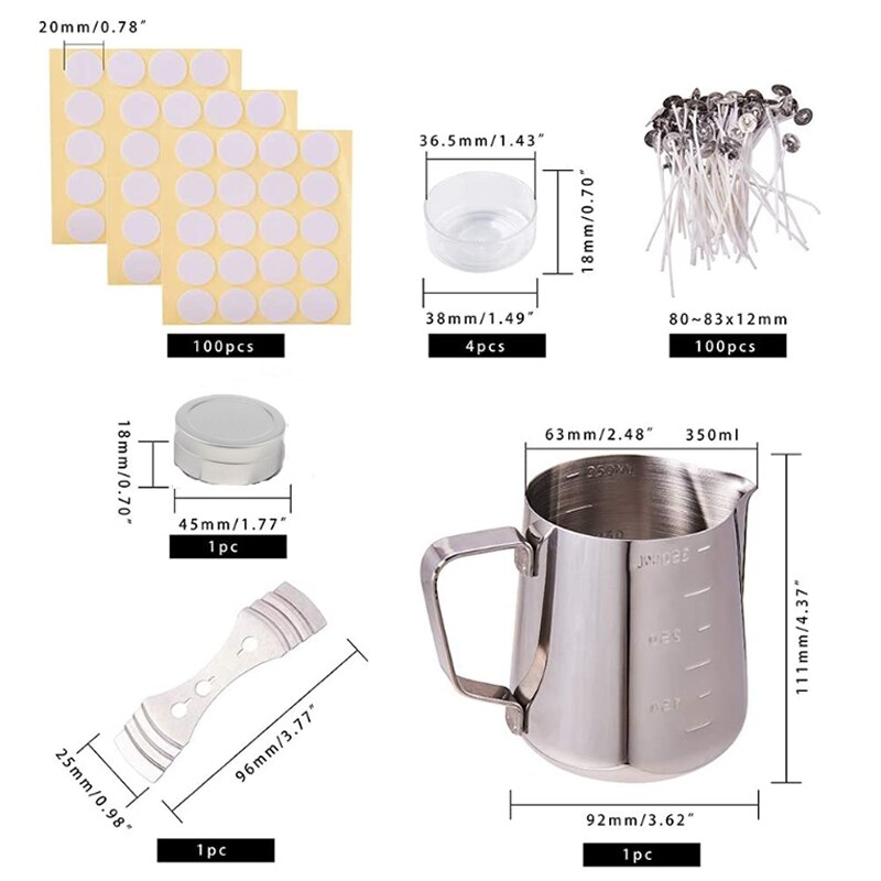 Candle Making Kit, DIY Candles Craft Tools,Candle Make Pouring Pot,4Pcs Candle Cup,100Pcs Candle Wicks,100Pcs Candle Wicks Stick