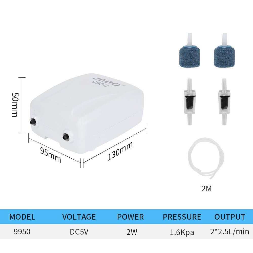 JEBO AC and DC Dual-purpose Oxygen Pump Lithium Battery Rechargeable Oxygen Pump 9970/9950 Outdoor Fishing USB Charging: 9950 Accessories