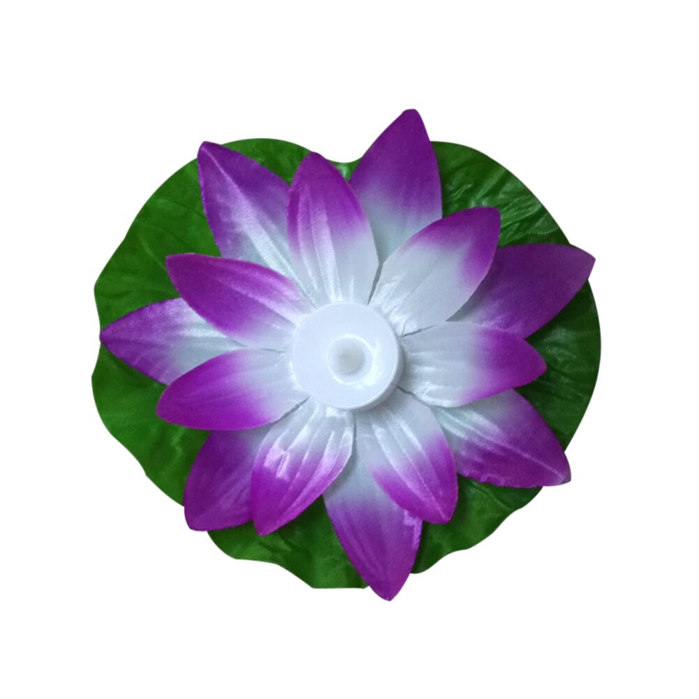 Flydende lotus lys pool udendørs have vand blomst led lampe lys elektronisk stearinlys lbshipping: Lilla