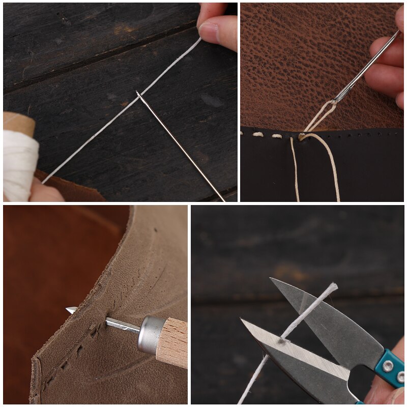 LMDZ-Kit de costura de cuero, punzón de costura de hilo encerado para cuero dedal, herramientas de trabajo Para Zapatero, reparación de lona