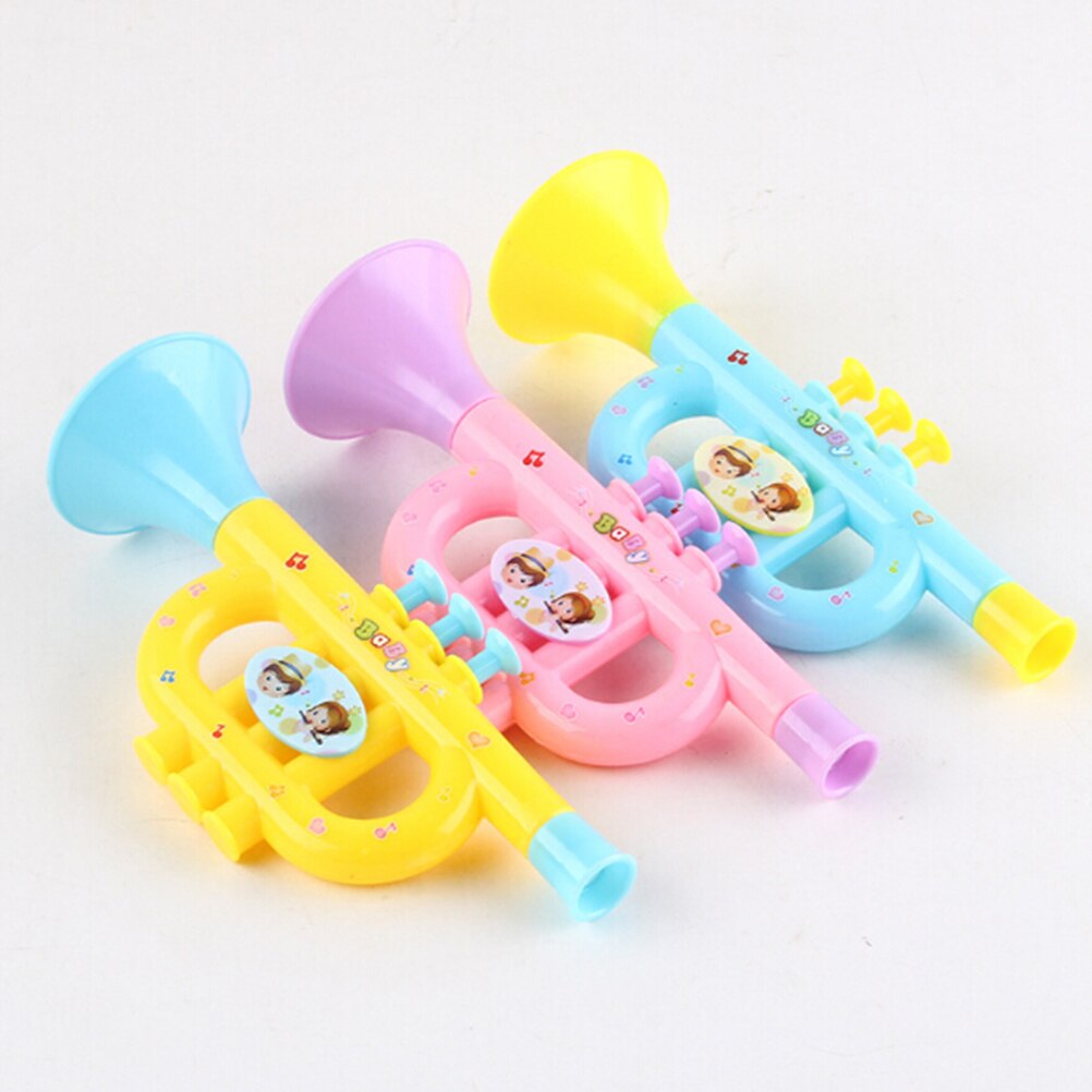 1 stk børne trompet legetøj tegneserie plastik spille medium instrument baby musik legetøj lxx