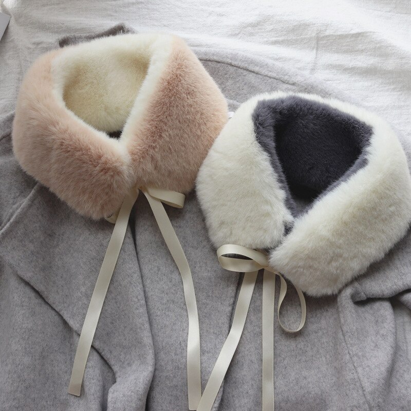 Kraag dames warme dikke effen neckerchief herbruikbare sjaals wintersjaals imitatie konijnenbont sjaal dames