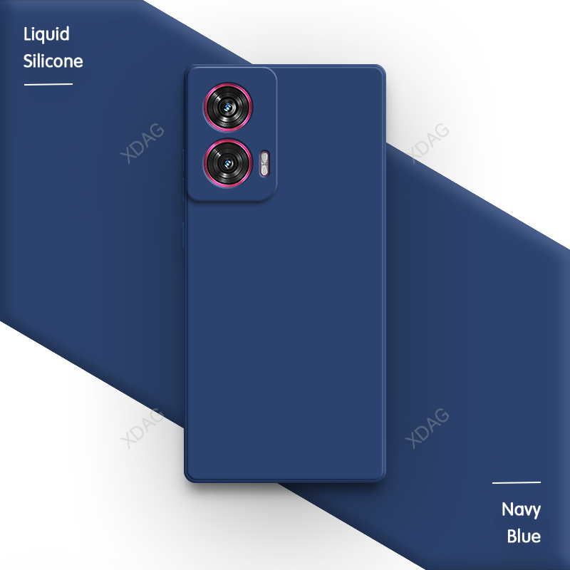 Funda de teléfono de Color puro contraído para Moto Motorola Edge 50 Edge50 Fusion 5G, carcasa trasera Original suave de silicona líquida Simple de 6,7 pulgadas: Gris