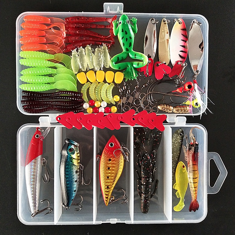Juego de señuelos giratorios para piscardo Popper VIB, cuchara dura suave, anzuelos de pesca, aparejo herramientas de pesca, 45-139 Uds.