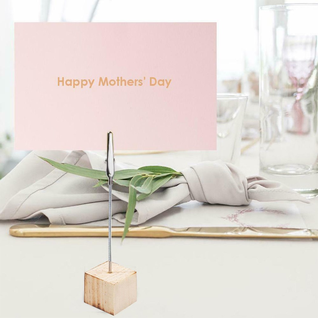 10Pcs Wooden Metal Photo Alligator Clip Memo Diy Wire Picture Frame Table Stand Tabletop Photo Holders For Pictures Pine Wood