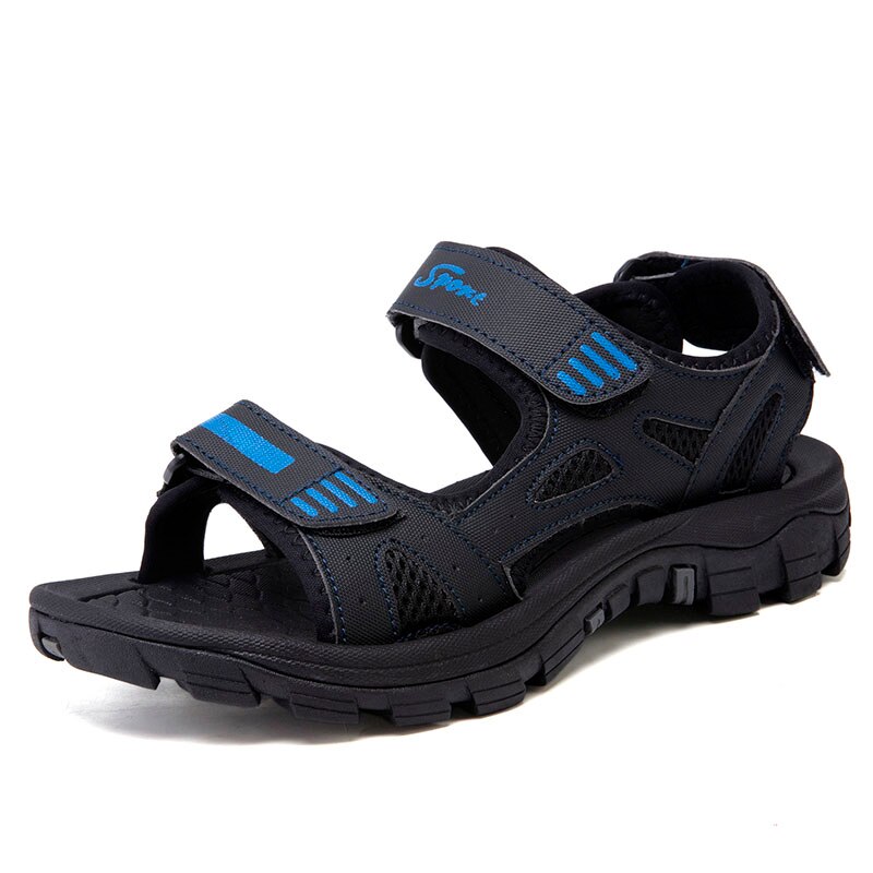 zandalias man deportivas da gladiators rasteira vietnam shoes work uomo de sandal slide herren sandals-men sandel sandalia: Black blue / 43