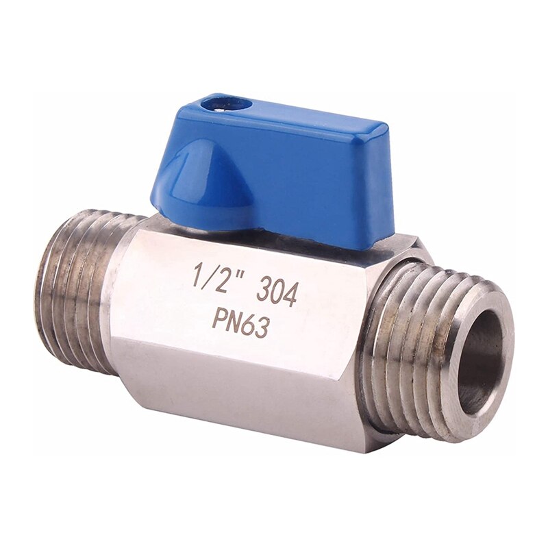 Kogelkraan 1/2 inch 304 roestvrijstalen mini kogelkraan mannelijk en mannelijk npt, ideaal voor kopstroomregelklep